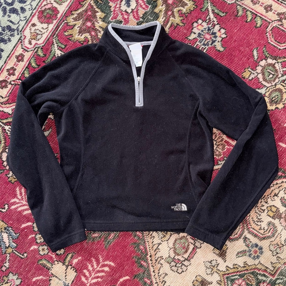 The North Face Fleece Pullover Womens Small Black Excellent 1/4 Zip TKA 100